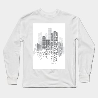 Pixel City. A stylized image of an urban landscape. Long Sleeve T-Shirt